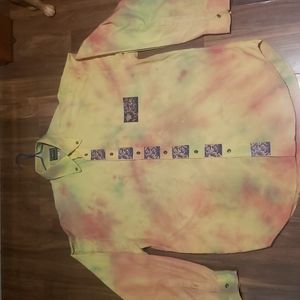 Vintage Tie Dye Printed Versace Button Up Shirt Reworked